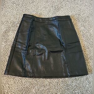 Black leather skirt with zipper
